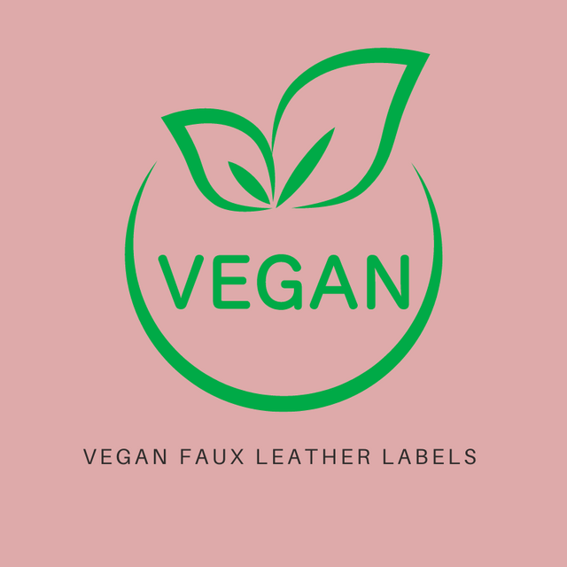 Vegan faux leather lable logo showing product is vegan