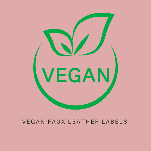 Vegan faux leather lable logo showing product is vegan 